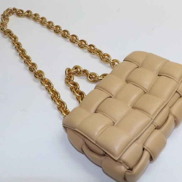 Bottega Veneta Chain Cassette Gold Strap Crossbody Porridge Leather - Picture 3 of 10